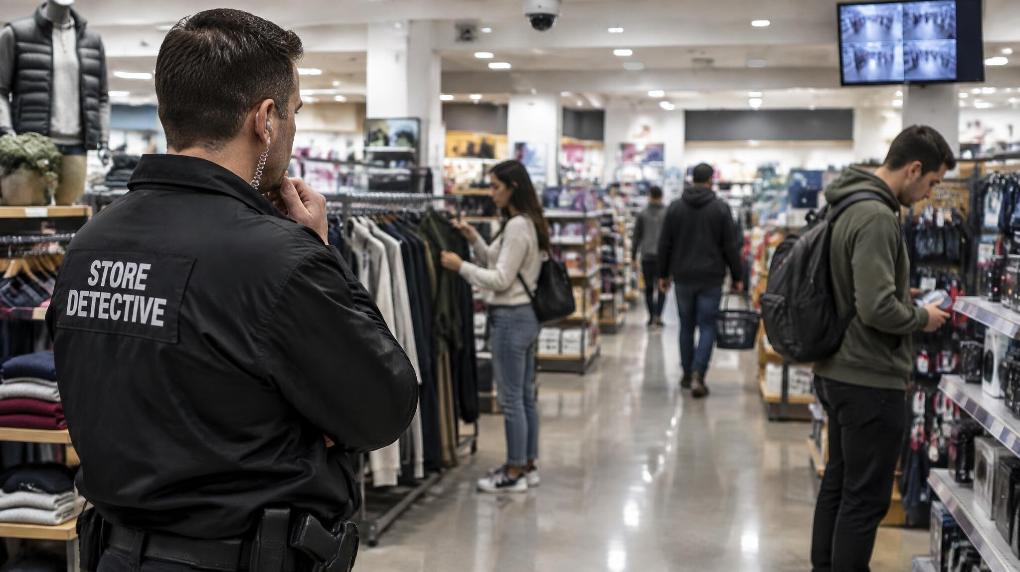 store detective observing customers