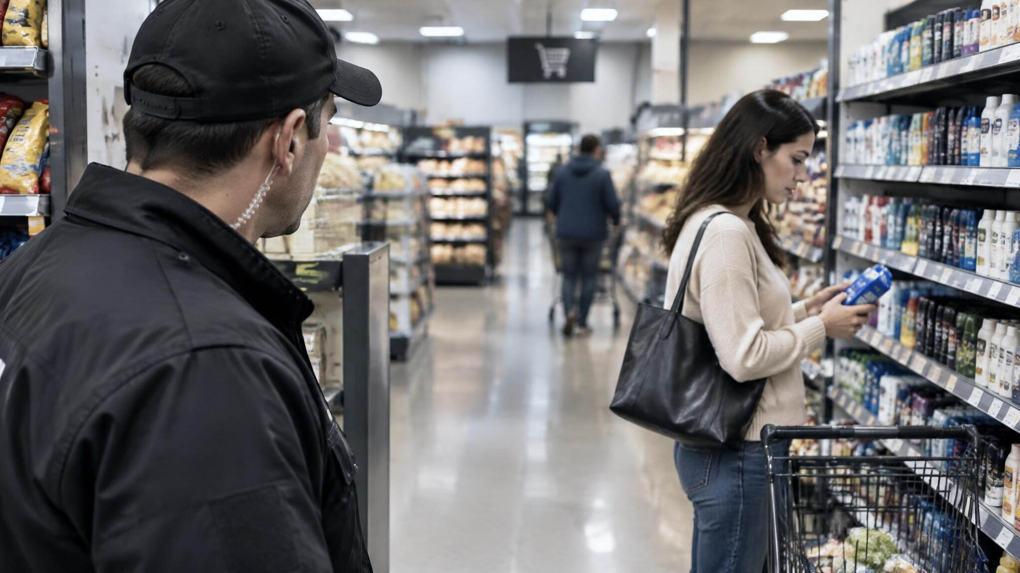 store detective watching shopper