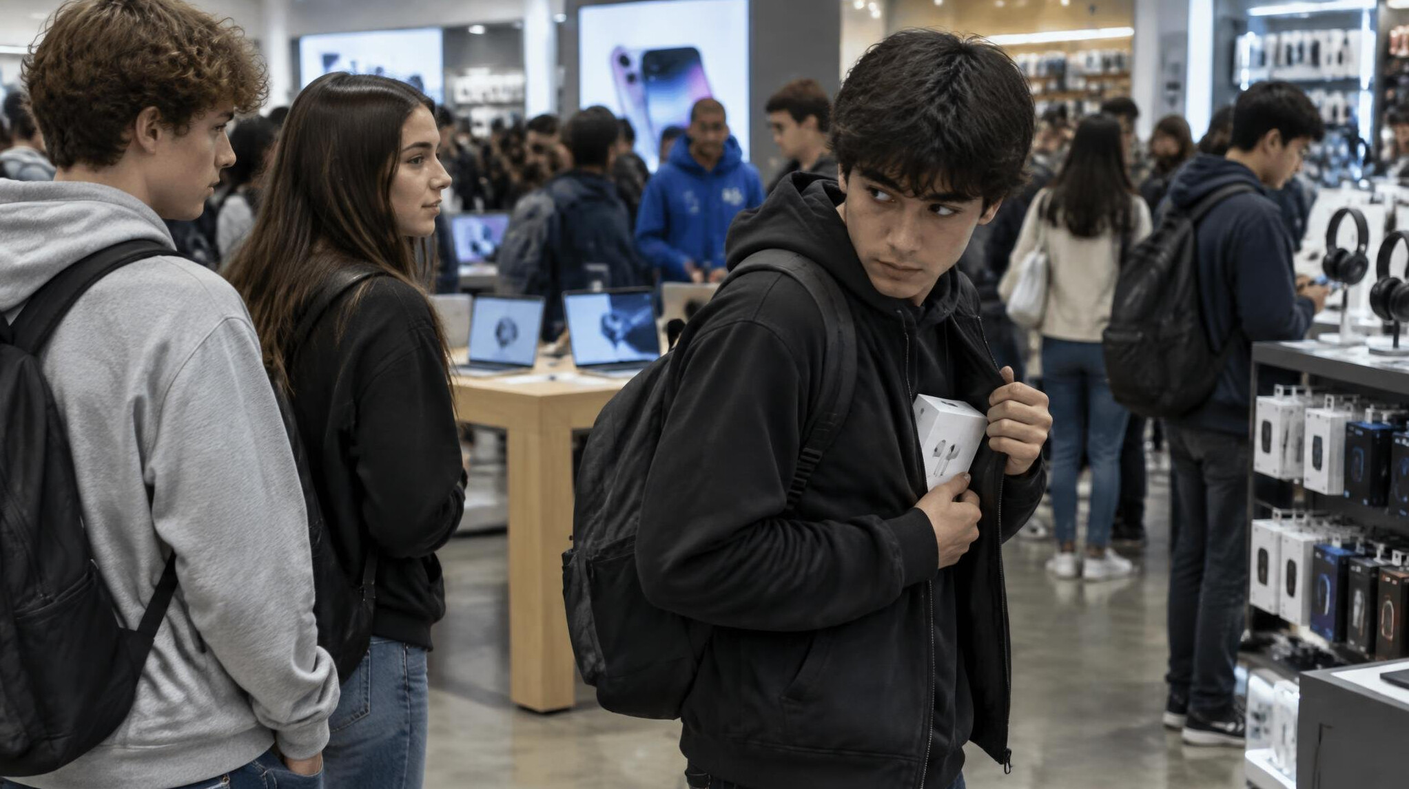 group of teens in mall